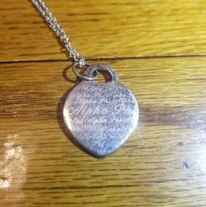 Alpha Phi Silver Heart Necklace
